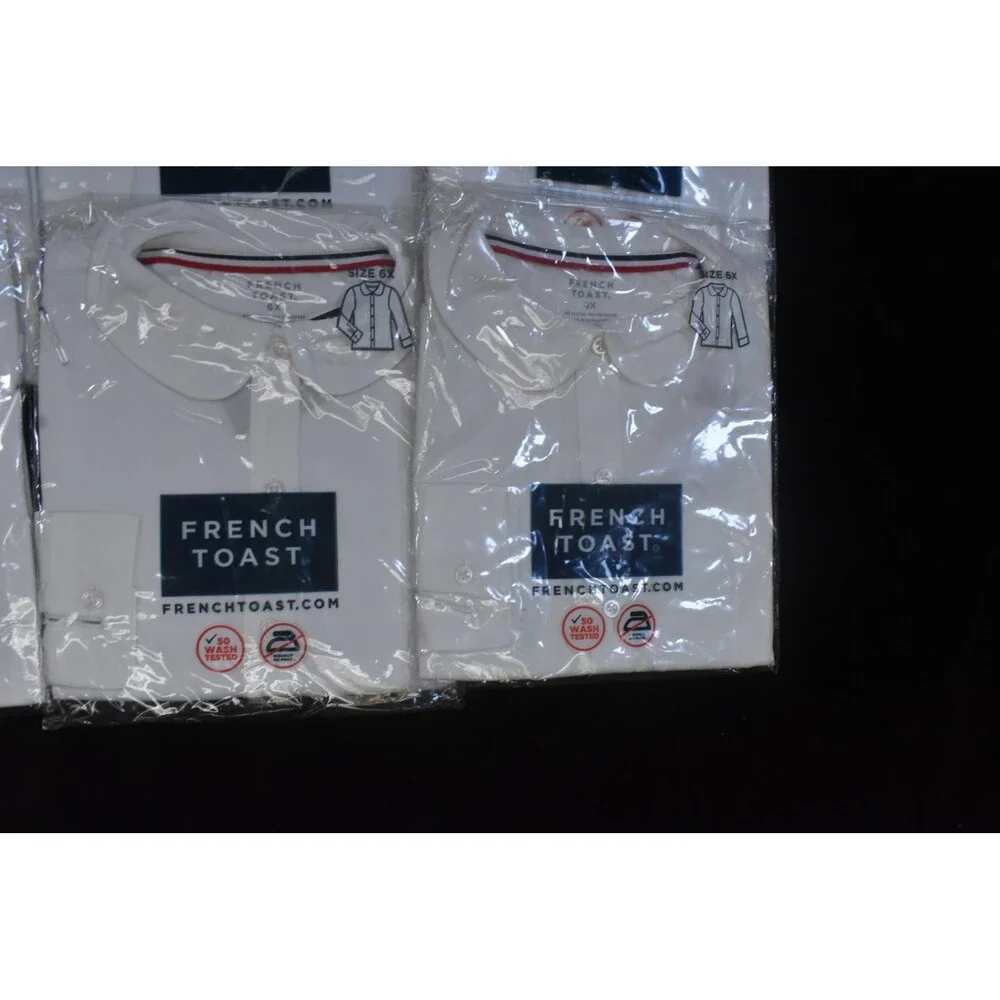 French Toast Plain White Long Sleeve Poplin Blouse Girls Small 6X Lot Of 12
